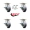 Service Caster 5 Inch Kingpinless Thermoplastic Wheel Caster Set with Brake and Swivel Lock SCC SCC-KP30S520-TPRRD-SLB-BSL-4 - alternate 3